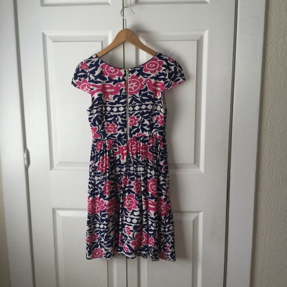 Maeve Navy Blue & Pink Floral Peralta Dress Size 0 EUC - Picture 4 of 11